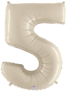 40in Number "5" Foil Balloon - White Sand