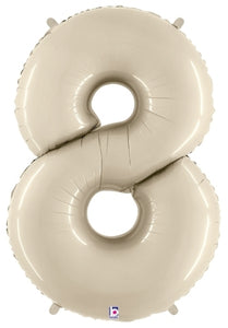 40in Number "8" Foil Balloon - White Sand