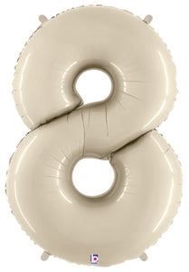 40in Number "8" Foil Balloon - White Sand