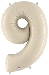 40in Number "9" Foil Balloon - White Sand