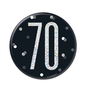 Black & Silver 70th Birthday Badge