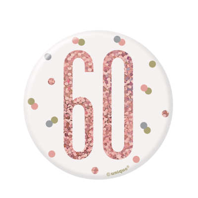 Rose Gold 60th Birthday Badge