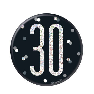 Black & Silver 30th Birthday Badge