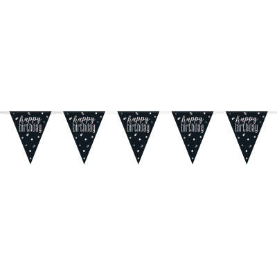 19ft Black & Silver Prismatic Plastic Flag Banner 