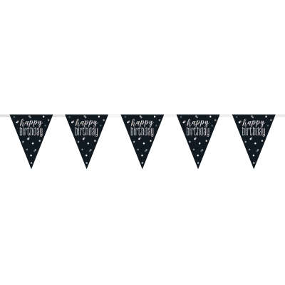 19ft Black & Silver Prismatic Plastic Flag Banner 