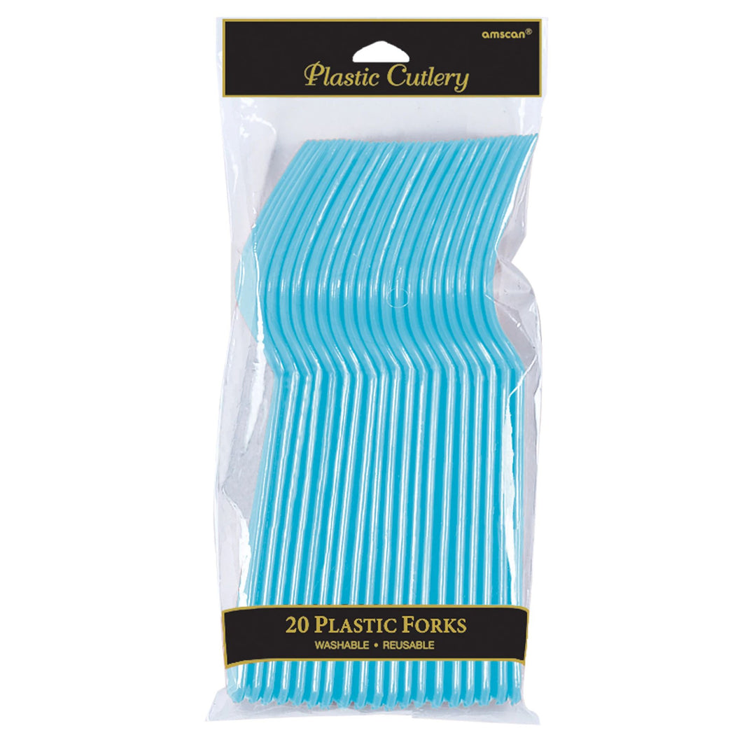 Caribbean Blue Plastic Forks
