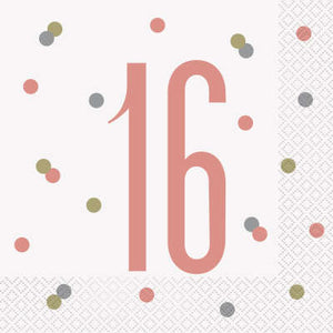 Rose Gold 16th Birthday Luncheon Napkins