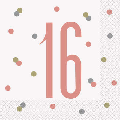 Rose Gold 16th Birthday Luncheon Napkins