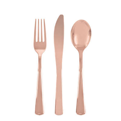 Rose Gold Solid Assorted Plastic Cutlery 18ct