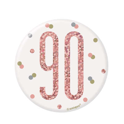 Rose Gold 90th Birthday Badge