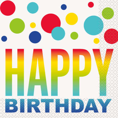 Rainbow Spots Birthday Luncheon Napkins - 16ct