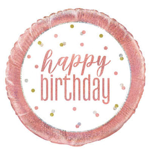 Rose Gold 18" Foil Balloon Packaged "Happy Birthday"