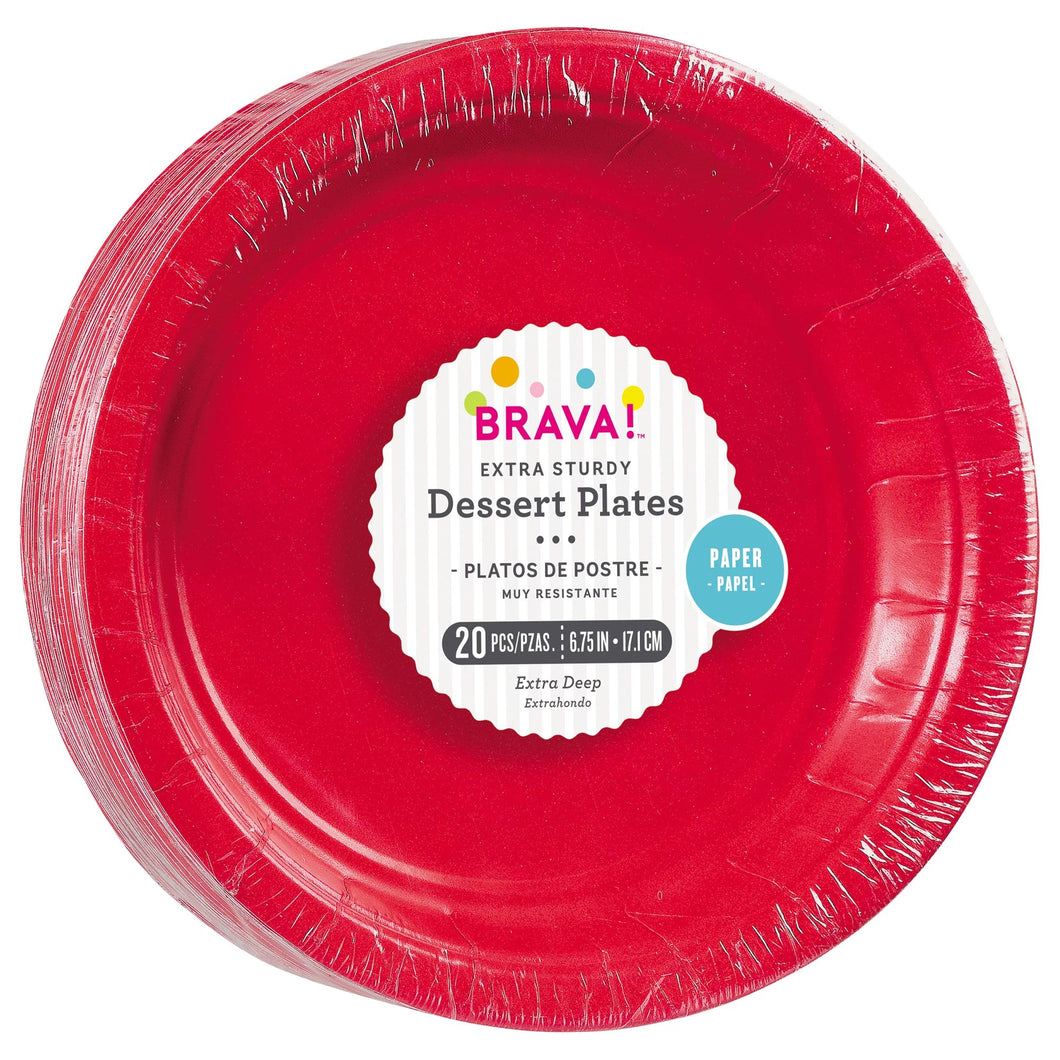 Red Round Dessert Paper Plates