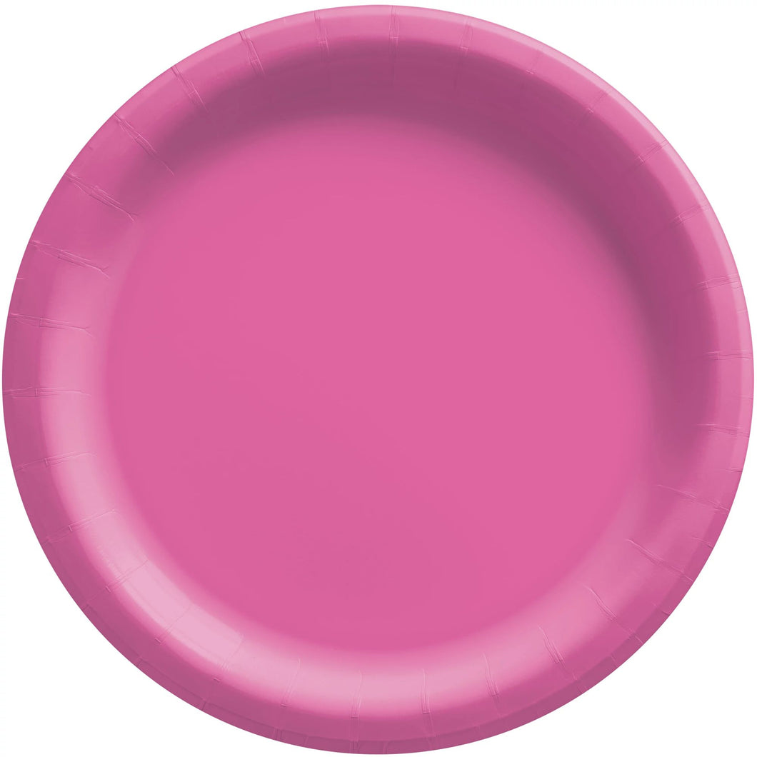 Bright Pink Round Lunch Paper Plates