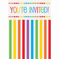 Rainbow Birthday Invitations 8ct