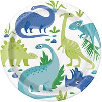 Blue & Green Dinosaur Round 9" Dinner Plates