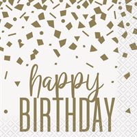 Elegant Gold Birthday Beverage Napkins 16ct