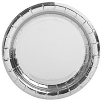 Silver Foil Round 7" Dessert Plates 8ct - Foil Board