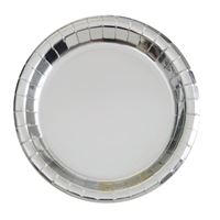 Silver Foil Round 9" Dinner Plates 8ct - Foil Board