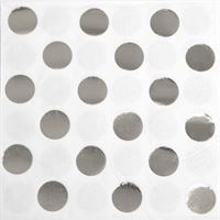 Silver Foil Dots Beverage Napkins 16ct - Foil Stamped