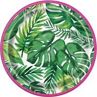 Palm Tropical Luau Round 7" Dessert Plates 8ct