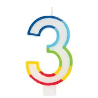 Rainbow Numeral "3" Candle