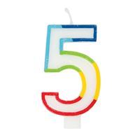 Rainbow Numeral "5" Candle