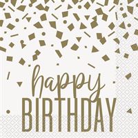 Elegant Gold Birthday Luncheon Napkins 16ct