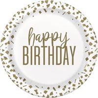 Elegant Gold Birthday Round 9" Dinner Plates