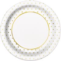 Elegant Gold Foil Dots Round Dinner Plates