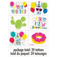 Llama Fun Birthday Tattoos 24ct