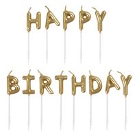 Gold "Happy Birthday" Letter Pick Birthday Candles