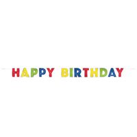 Silver Foil & Rainbow Happy Birthday Banner
