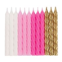 Pink White & Gold Spiral Birthday Candles