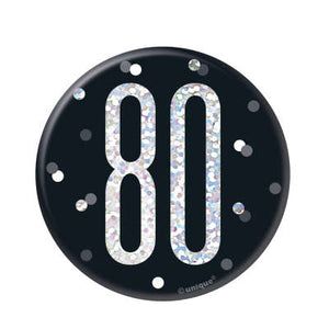 Black & Silver 80th Birthday Badge