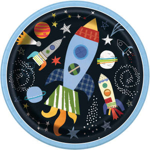 Outer Space Round 9" Dinner Plates 8ct
