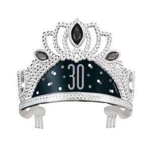 Black & Silver 30th Birthday Plastic Tiara