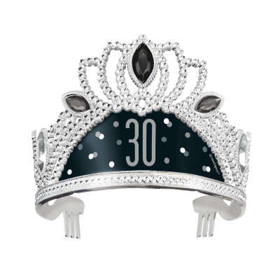 Black & Silver 30th Birthday Plastic Tiara
