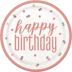 Rose Gold "Happy Birthday" 9" Plates