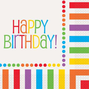 Rainbow Birthday Luncheon Napkins 16ct