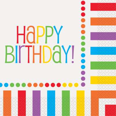Rainbow Birthday Luncheon Napkins 16ct