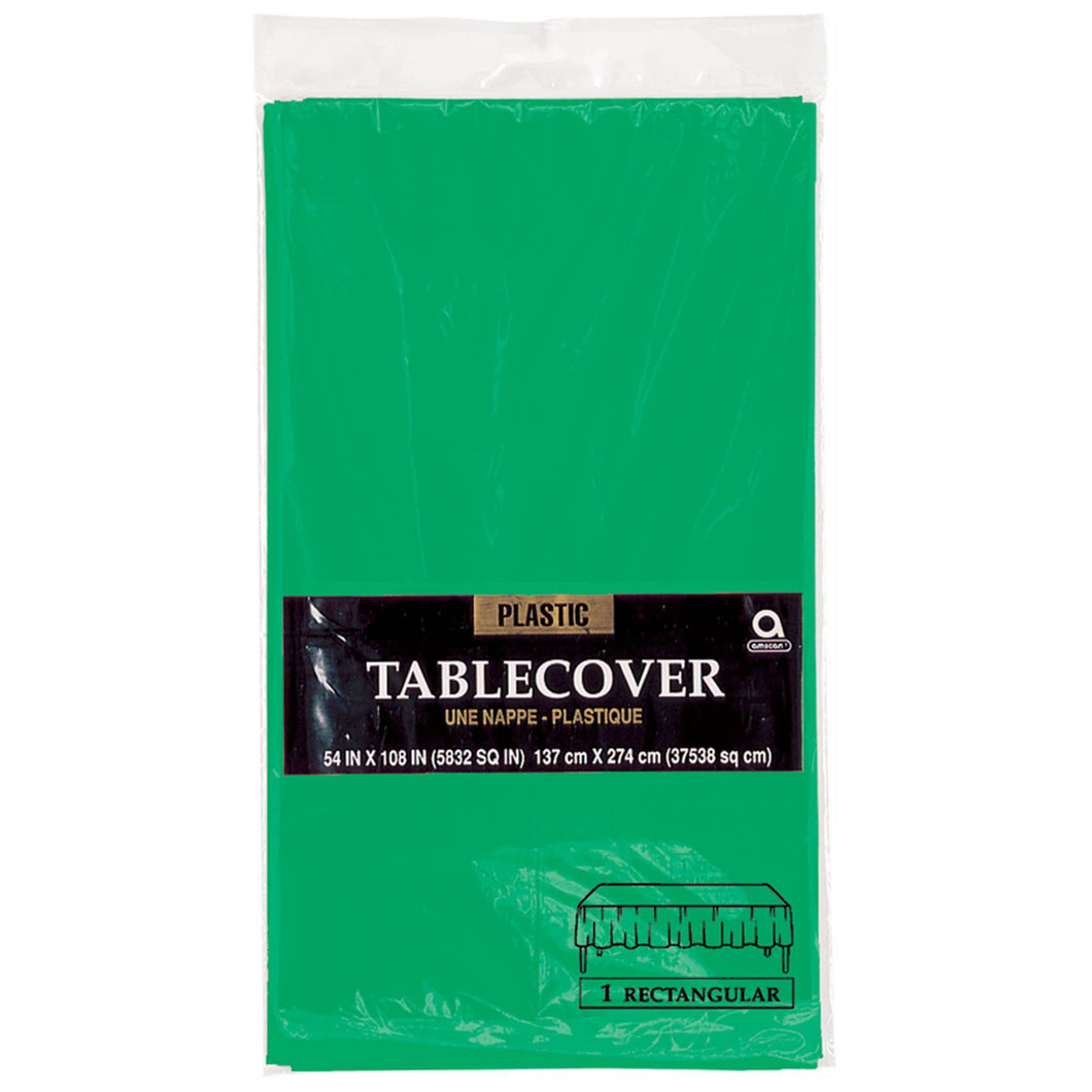 Festive Green Rectangular Plastic Tablecover