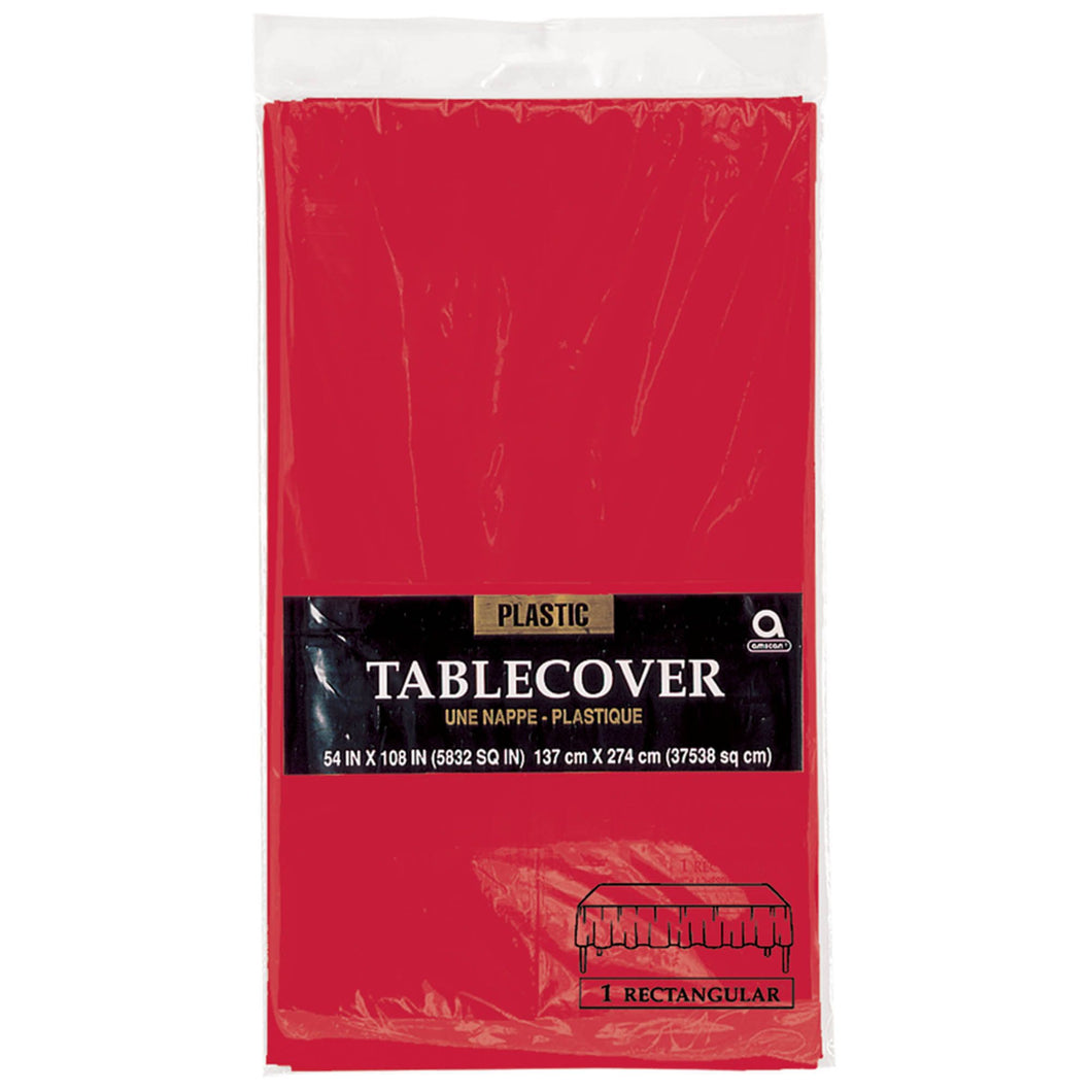 Red Rectangular Plastic Tablecover