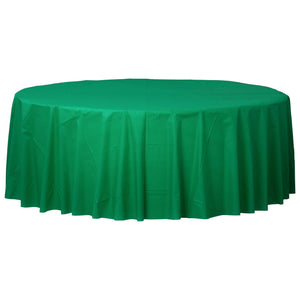 Festive Green 84" Round Plastic Tablecover