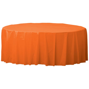 Orange 84" Round Plastic Tablecover