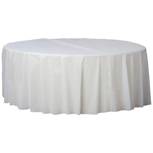 White 84" Round Plastic Tablecover