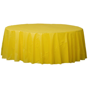 Yellow 84" Round Plastic Tablecover