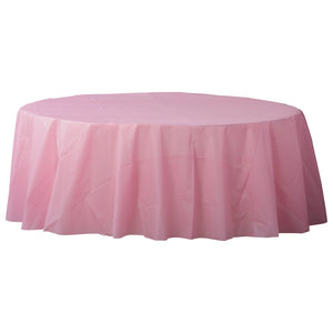 Pink 84" Round Plastic Tablecover