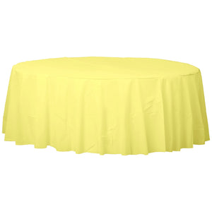 Pastel Yellow 84" Round Plastic Tablecover