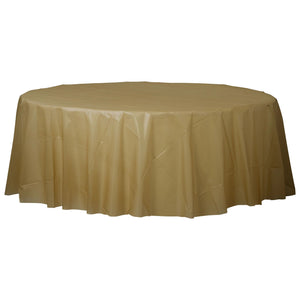 Gold 84" Round Plastic Tablecover